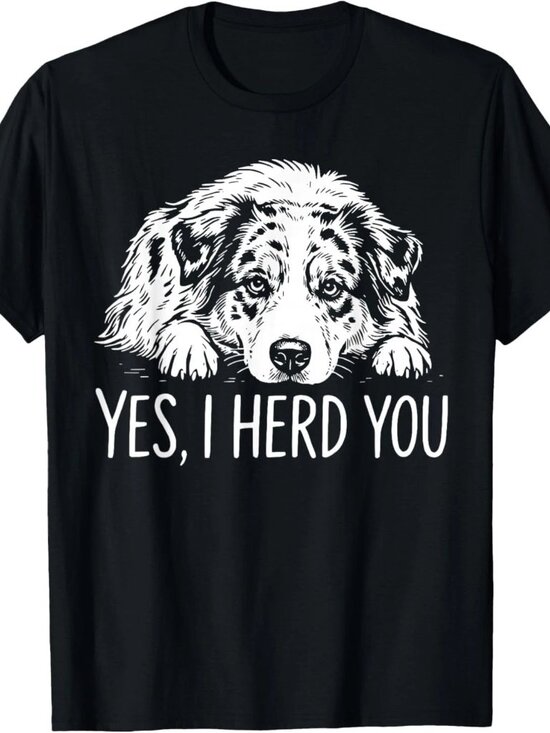 Amber Other - Yes I Heard You Line Art Australian Shepherd Dog Lovers T-Shirt 251
